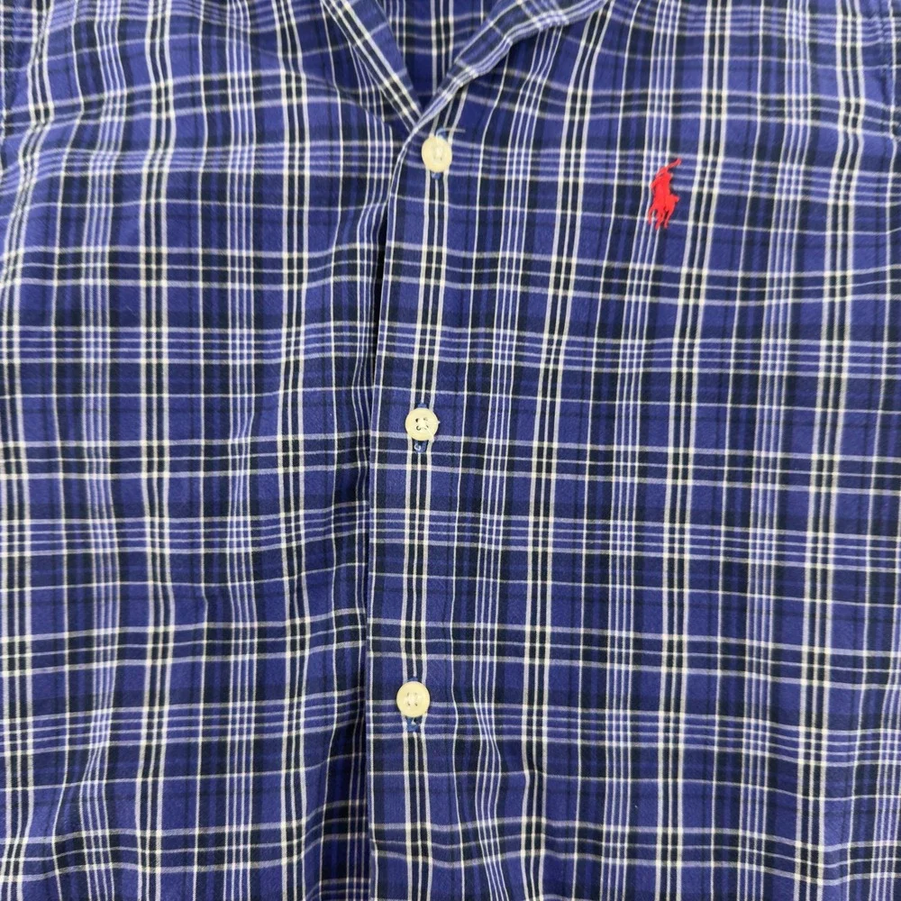 Polo Ralph Lauren Kids Blue Plaid Short Sleeve Button‎ Down Shirt Size 5